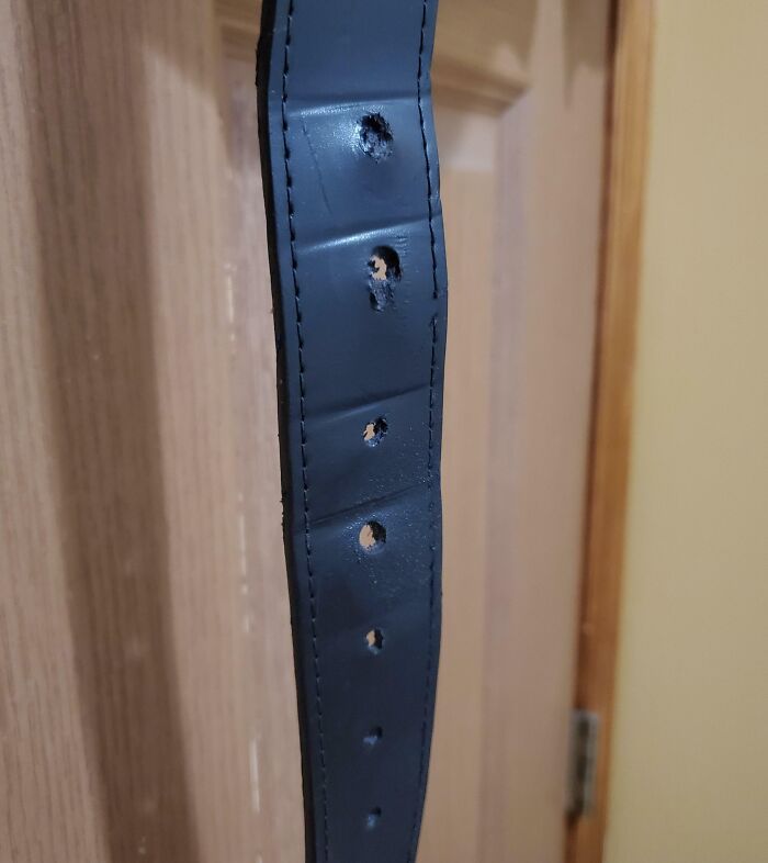 You Can See My Weight Loss Progress In My Work Belt