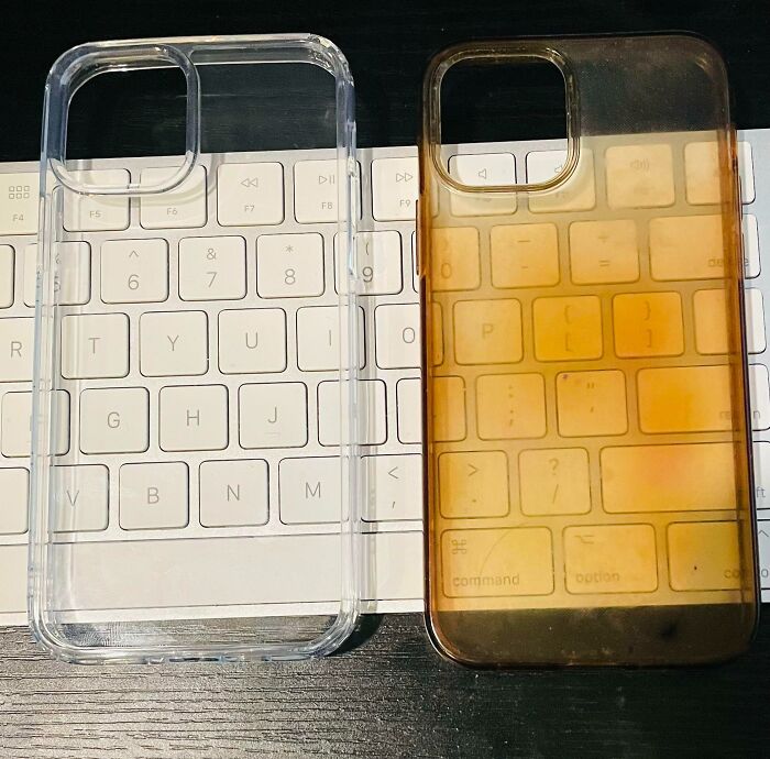 Non-Yellowing Case After Two Years Of Use Compared To New