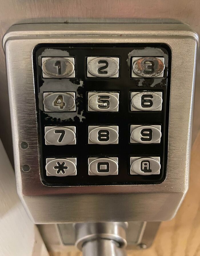 The Buttons That Contain The Numbers For This Door Code Are Significantly Faded