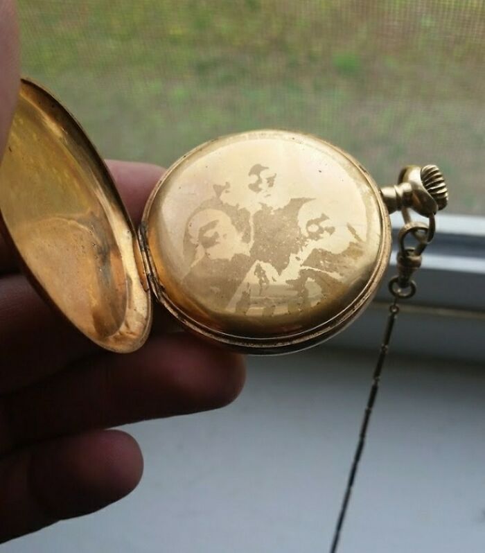 Family Heirloom Watch That Was Passed Down To Me. Traces Of The Family Photo Carried On The Back Are Still Visible