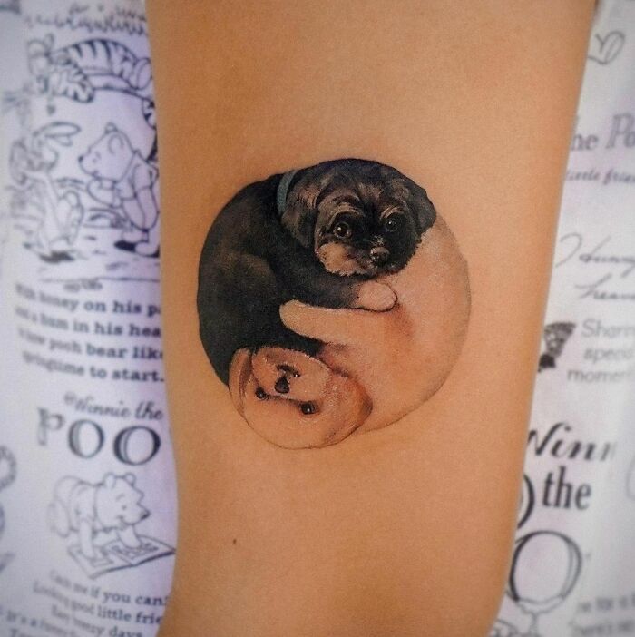 Yin yang dogs form tattoo 