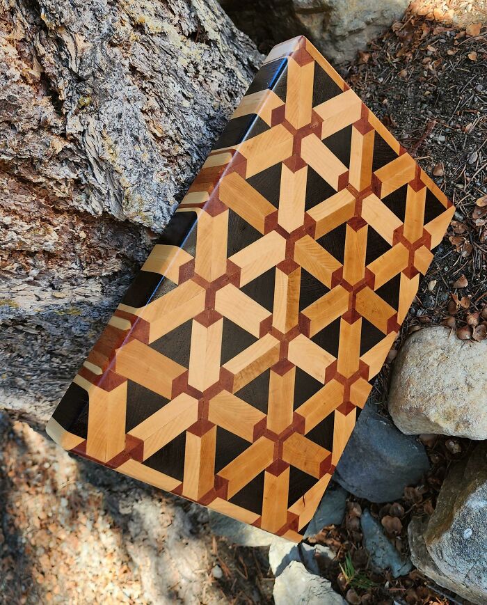 Here's An End Grain Cutting Board I Made. It's My First Try At This Design. There Were A Few Issues But The Next Batch Will Be Better. Wenge, African Mahogany And Hard Maple