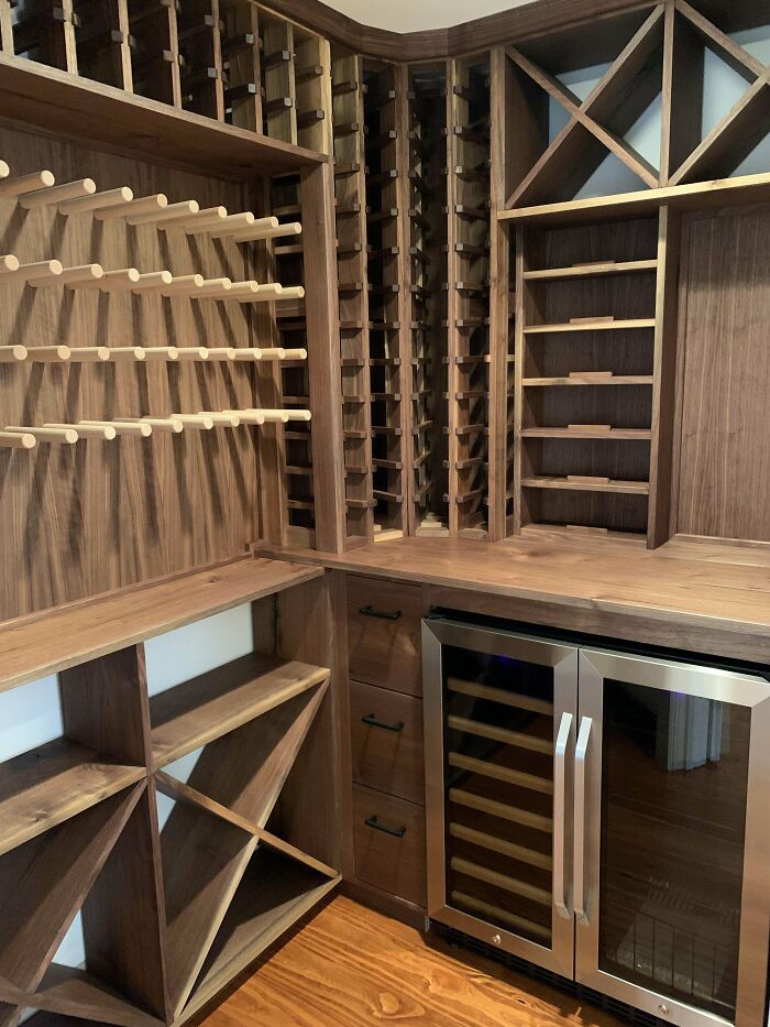 Bought An Entire Walnut Tree And Built A Custom Wine Room With It