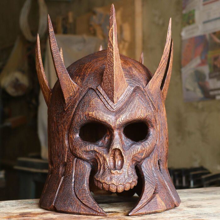 Helm Of Eredin, King Of The Wild Hunt. Wood Carving, Oak Wood. It Took About 7-9 Days To Make The Helmet