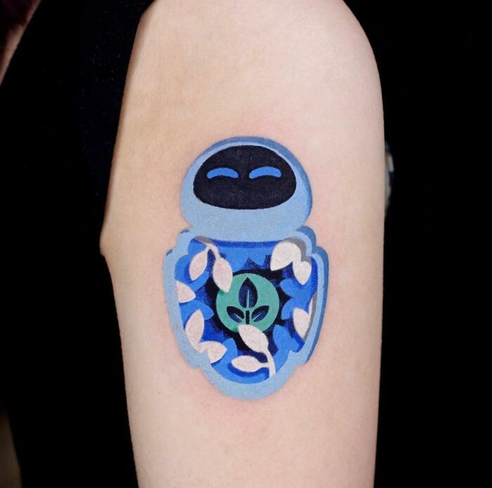 Colored EVE from 'Wall-E' arm tattoo