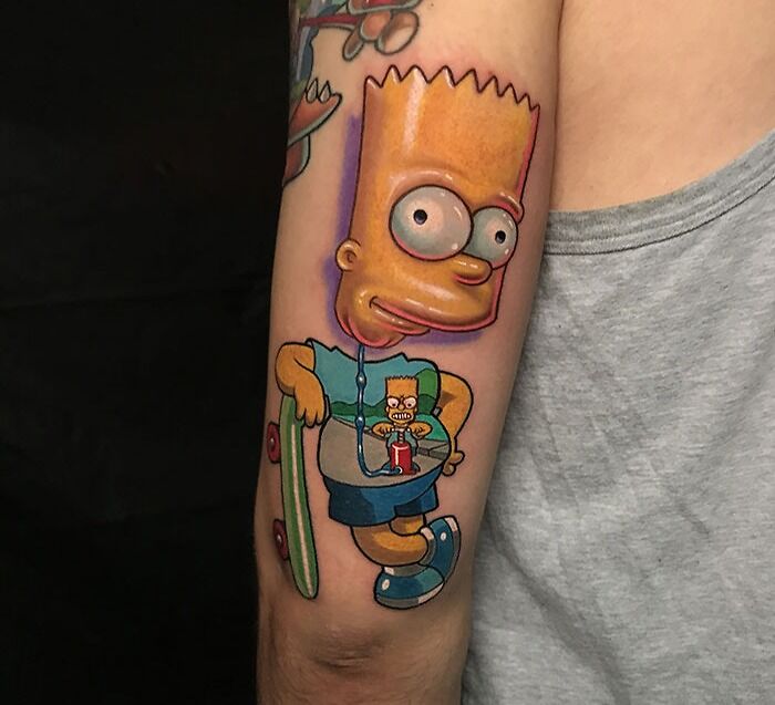 Bart Simpson arm tattoo
