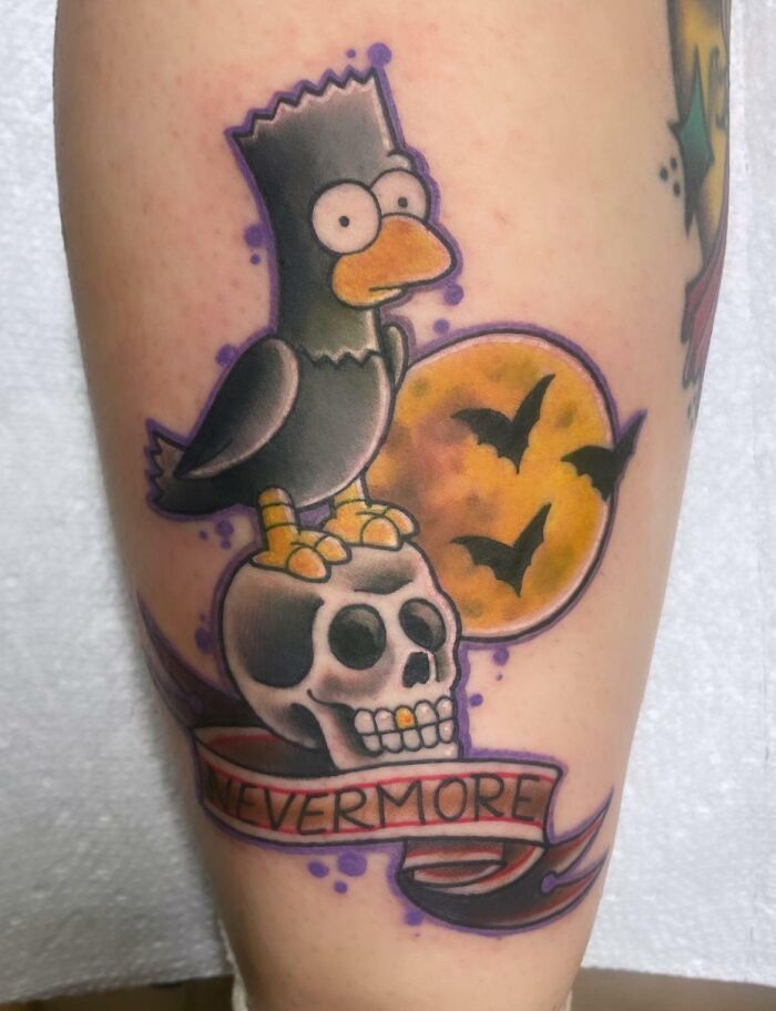 Bart Simpson in the Simpsons episode 'Treehouse Of Horror' tattoo