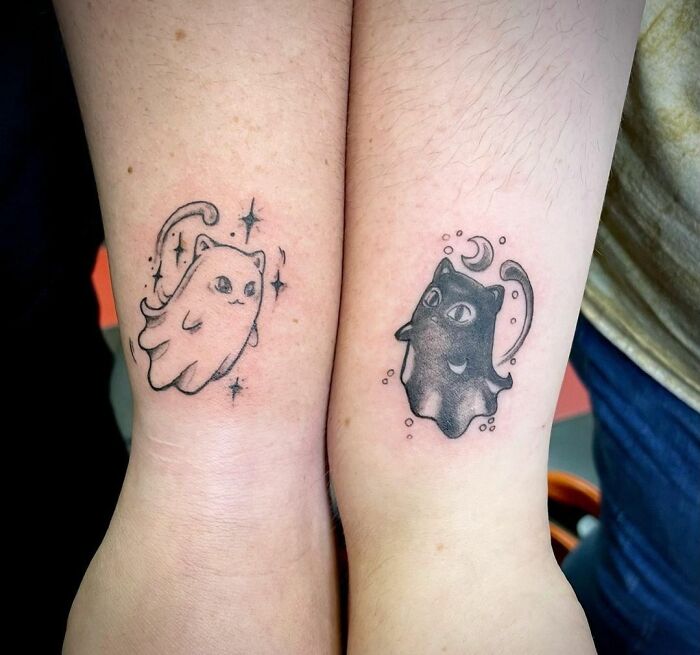Cute cat ghost tattoos