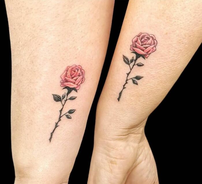 Best friend rose forearm tattoos