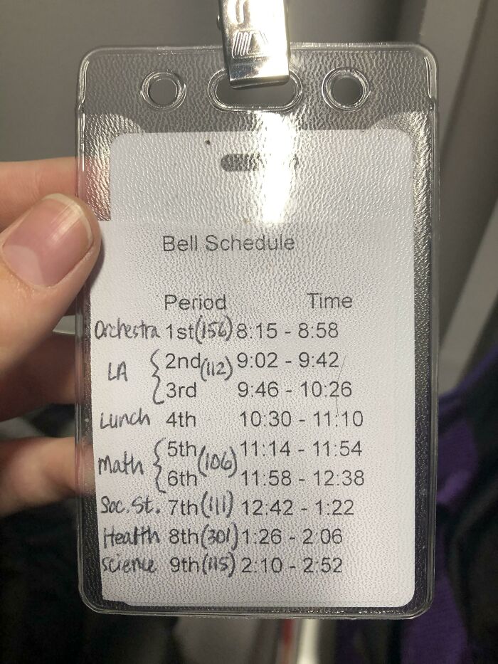 My Little Brother’s Middle School Schedule. He’s Having Such A Hard Time Remembering When Periods Start And End. Why Are The Times This Specific?