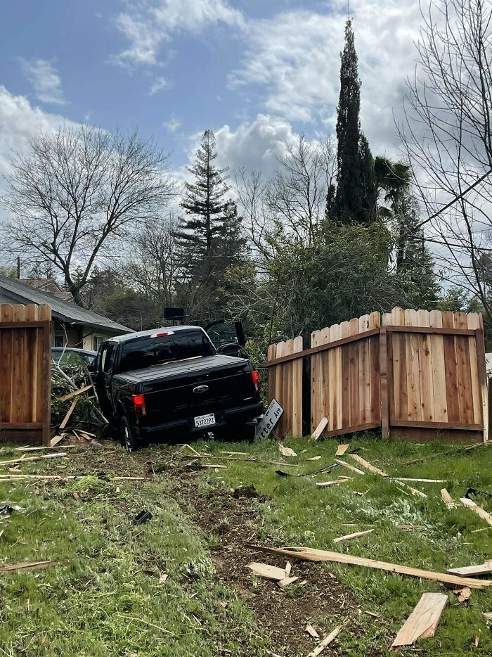 Right After Finishing Our Fence, Someone Plowed Through It Going 80mph