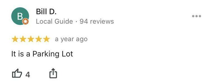 This Google Review Of A Parking Lot