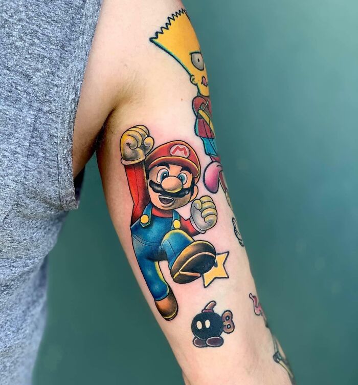 Mario jumping Tattoo