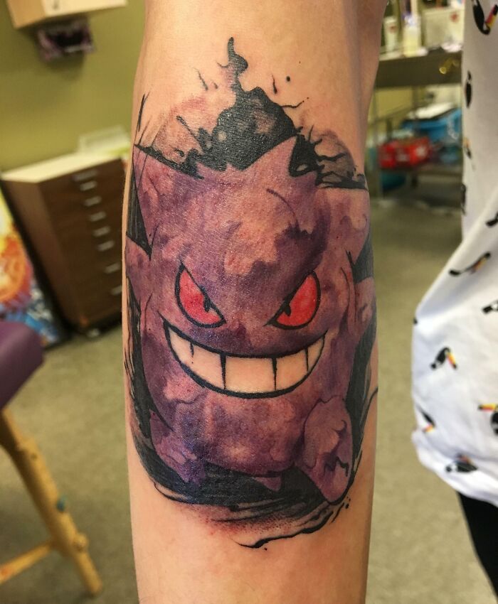 Gengar from Pokémon tattoo