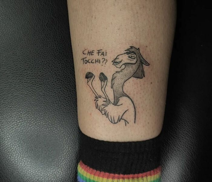 The Emperor's New Groove leg tattoo