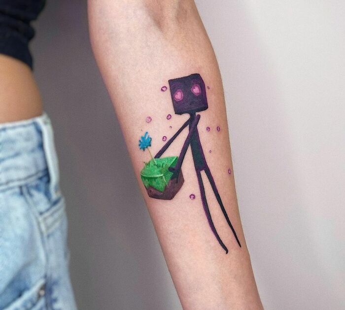 Enderman from Minecraft tattoo 
