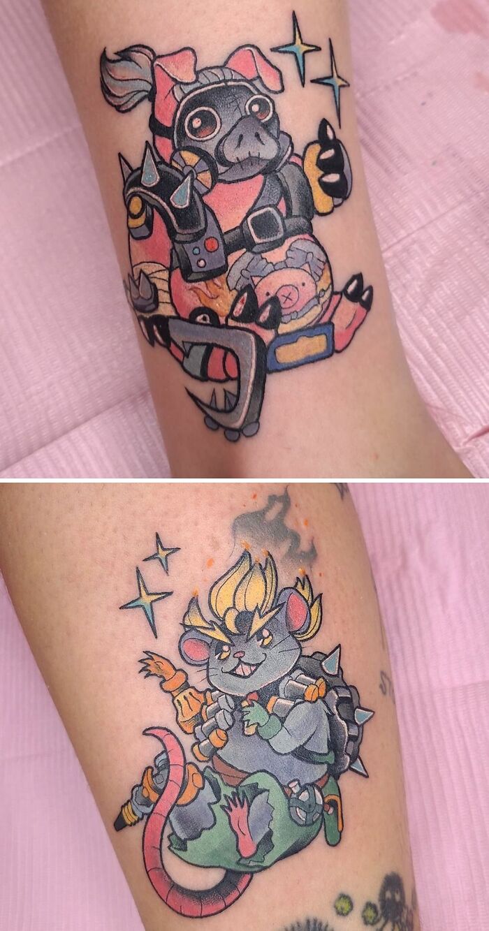 Roadhog and Junkrat from Overwatch tattoo 