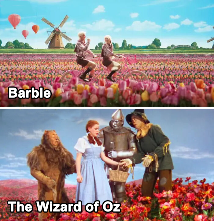 While Traveling Back And Forth Between Barbie Land And The Real World, One Of The Traveling Scenes Includes Riding A Tandem Bicycle Through A Field Of Flowers