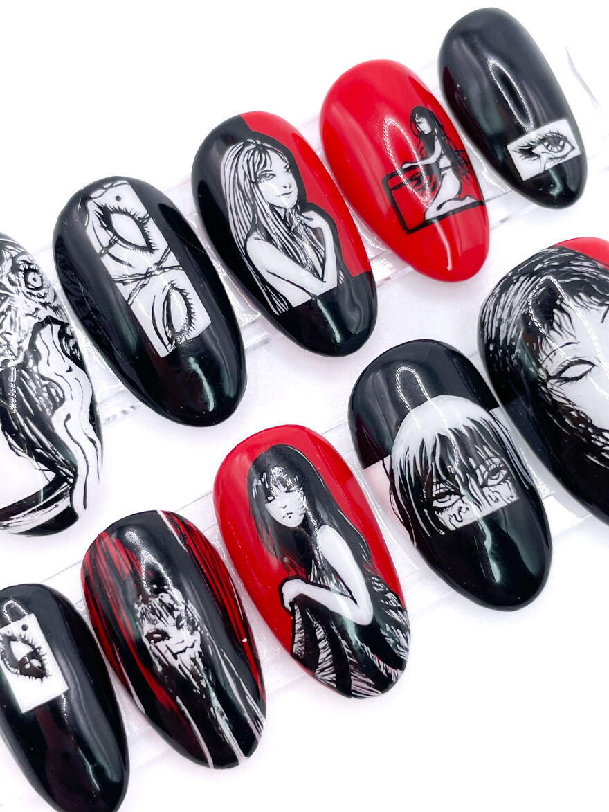 Tomie Of Xs Rounds- Inspired Nail Art Set