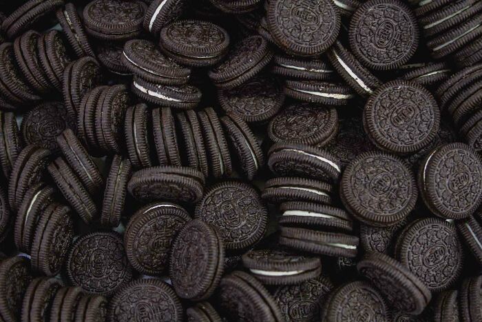 A close-up shot of many Oreo cookies