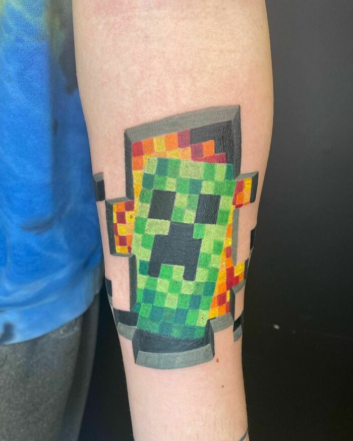 Creeper from Minecraft tattoo