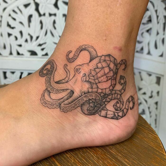 Octopus ankle tattoo