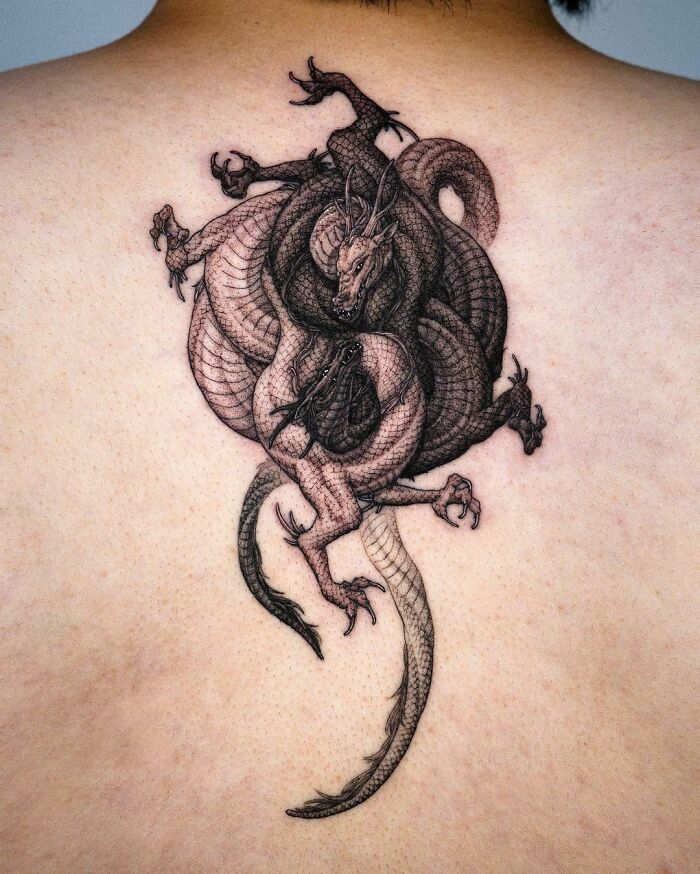 Yin Yang Dragons Tattoo