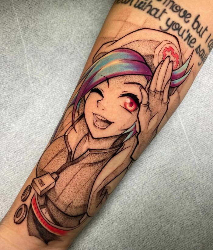Caitlyn Flieprama From League Of Legends Tattoo