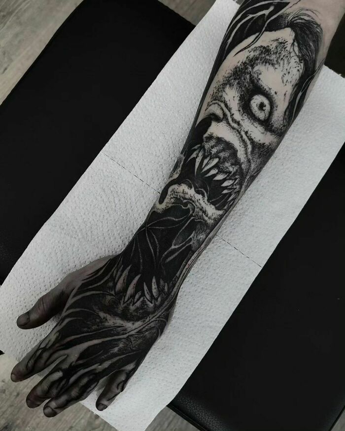 Junji Ito Inspired Sleeve Tattoo