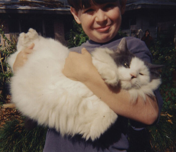 Evan And Chester, A Most Cooperative Cat