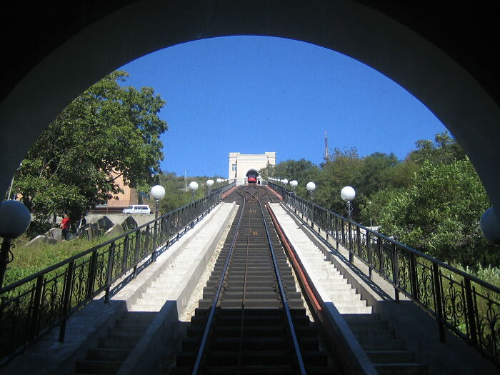 The Steep Funicular In Haishanwai, Former Chinese Territory