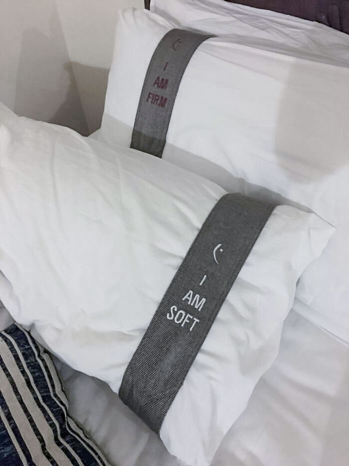 These Pillows Marked Soft And Firm In My Hotel