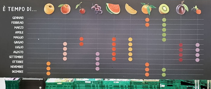 Tabla que muestra qué fruta hay en los distintos meses del año
