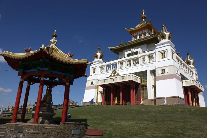 Golden Temple In A Buddhist City Of Elist, Republic Of Kalmykia (Occupied By Russia)