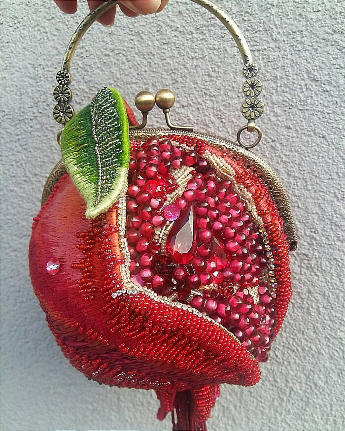 Hand-Embroidered Pomegranate Purse