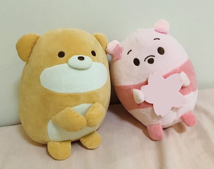 Eggy (Left) And Cherry (Right). Got Them Both From The Same Claw Machine. They’re A Couple! Isn’t That Cute?