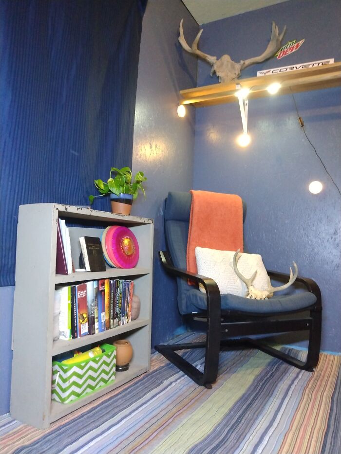 My Little Reading Nook In My Room. I Restock It From My Library When I Finish The Books. Going To Redo It Soon 🐾