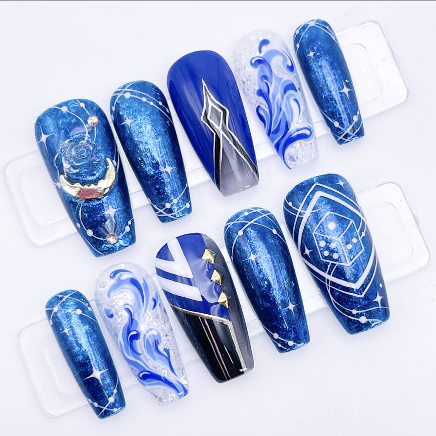 Genshin Impact- Yelan Inspired Nail Art Set