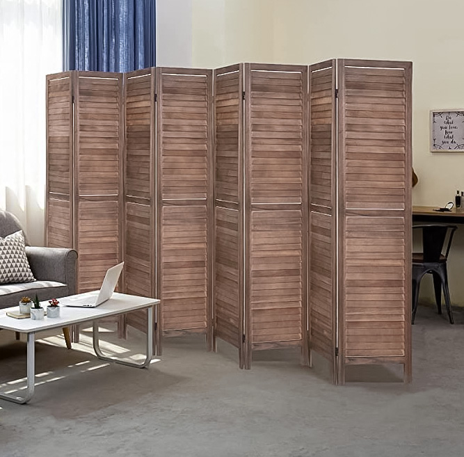 Eight panel louver room divider