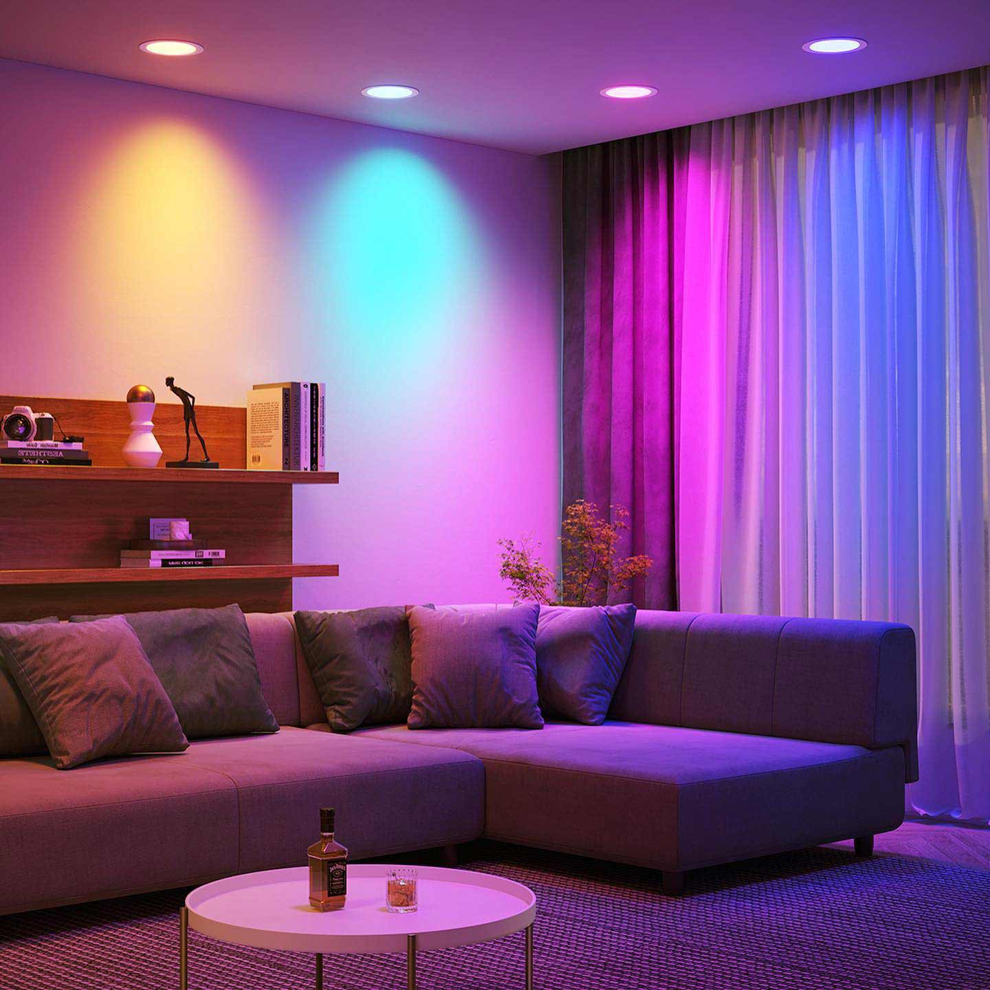Living room with neon glow