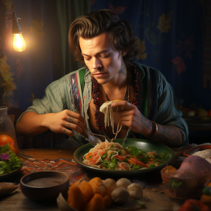 Harry Styles Eating Mexican Food