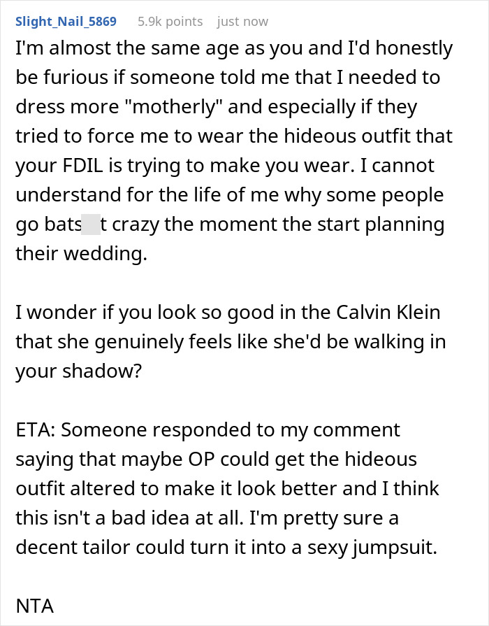 Bride Considers Her MIL's Dress For Upcoming Wedding 'Overly Sexy', Folks Online Don't Find It So Bride Considers Her MIL's Dress For Upcoming Wedding 'Overly Sexy', Folks Online Don't Find It So