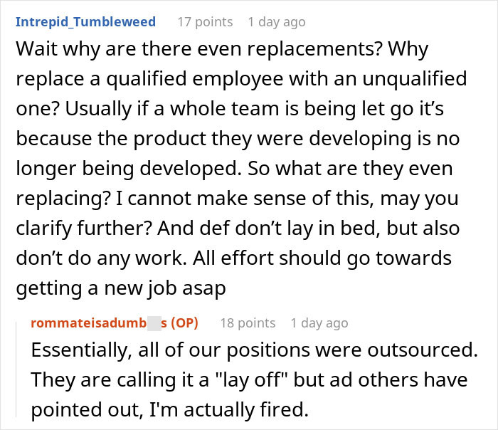 Company Will Lay Off This Person, Asks Them To “Remain Professional” And Train The Replacements Company Will Lay Off This Person, Asks Them To “Remain Professional” And Train The Replacements