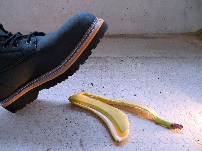 Boot Stepping On A Banana Peel 