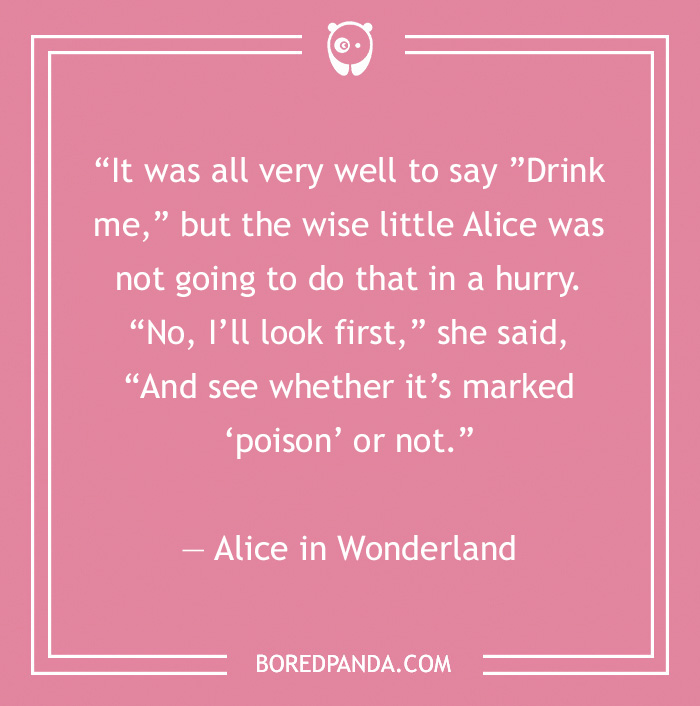Alice in Wonderland quote about two bottles 