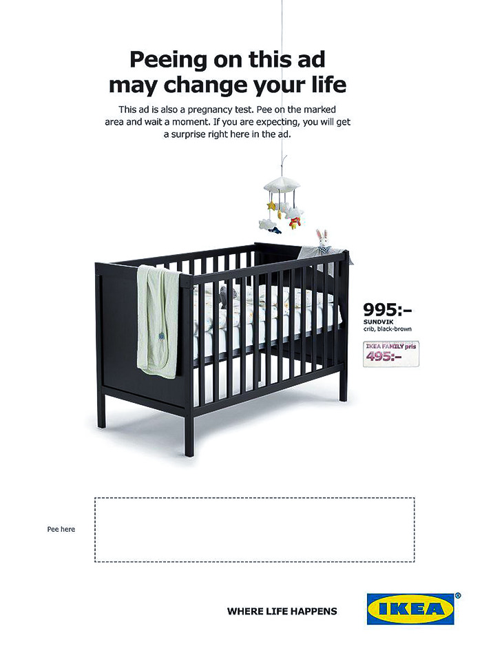 This IKEA Crib Ad That Is Also A Pregnancy Test. A Positive Test Also Reveals A Discounted Price