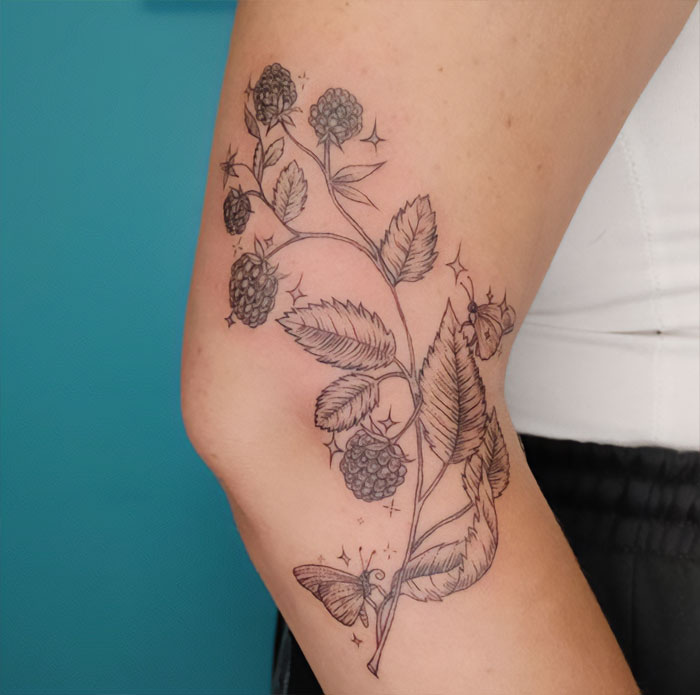 Berries elbow tattoo