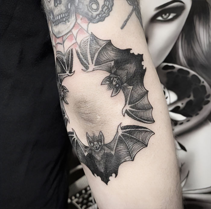 Bats elbow tattoo