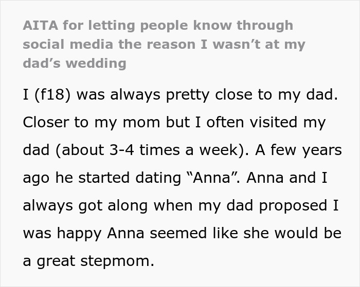 Teen Called A “Selfish Brat” For Exposing Why Dad And Stepmom Excluded Her From Wedding Teen Called A “Selfish Brat” For Exposing Why Dad And Stepmom Excluded Her From Wedding