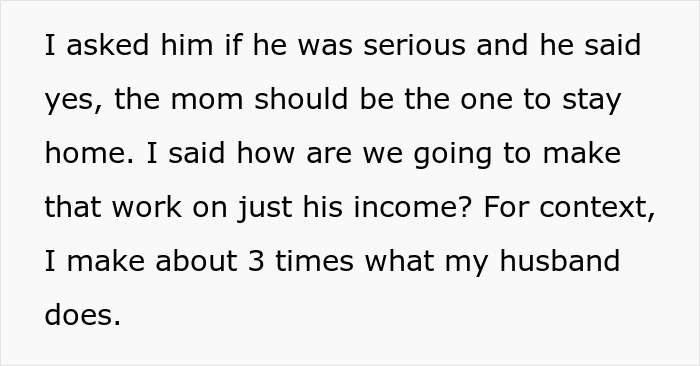 Pregnant Woman Gives Spouse A Wake-Up Call Over His Idea Of Her Being A Stay-At-Home Mom Pregnant Woman Gives Spouse A Wake-Up Call Over His Idea Of Her Being A Stay-At-Home Mom